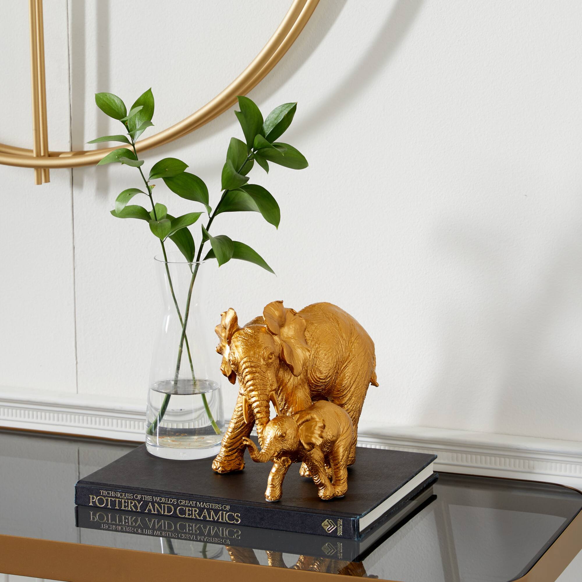 10" Gold Eclectic Elephant Sculpture